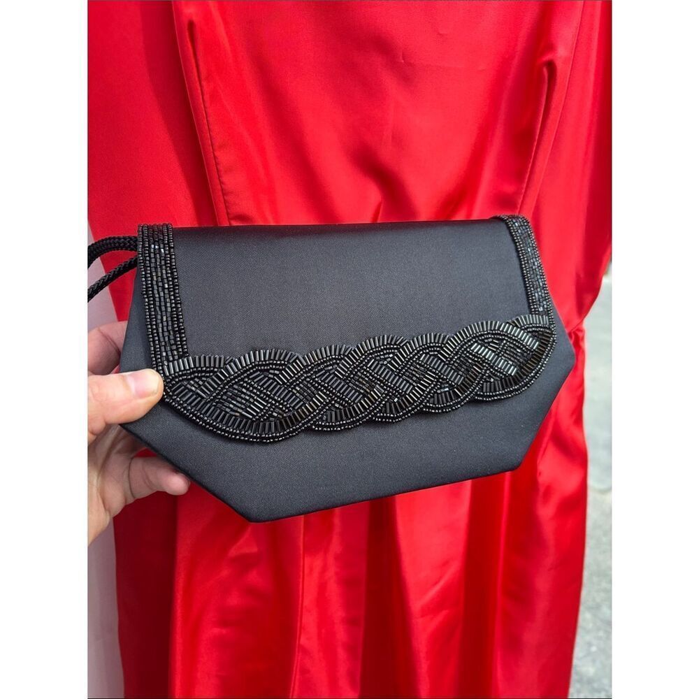 🎀Vintage🎀 Elegant Black Beaded Evening Clutch